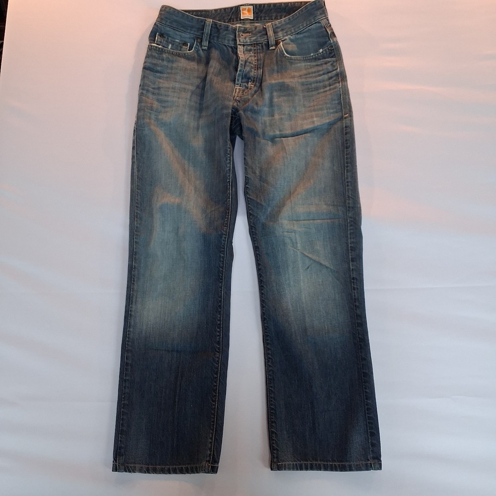 Hugo Boss Orange Label Men's Blue Jeans Straight Wide Leg Faded Wash 30/30
